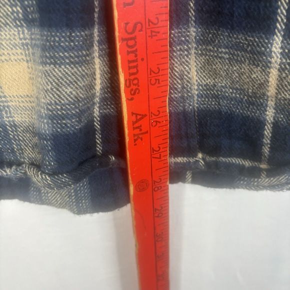 Wolverine Shirt Mens XL Heavyweight Blue Plaid Cut Short‎ Sleeve Raw Button Up - Picture 10 of 14